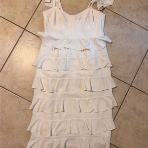Eloquii White Layered Ruffle Mini Dress